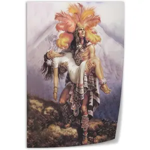 Aztec King And Chicano Woman Portrait Poster 2 Canvas Art Wall Printing Office Bedroom Aesthetic Living Room12x18inch(30x45cm) Unframe-style