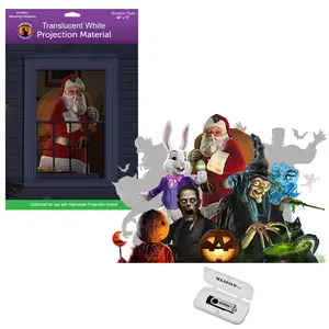 AtmosFX Holiday Digital Decoration Kit with 16 Video Effects for Halloween, Christmas, & More on USB plus 48" x 72" Holographic Projection Screen