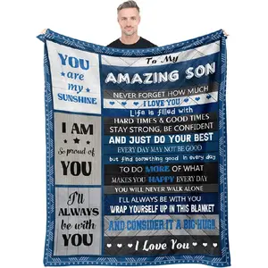 Gifts For Son, To My Son Gifts From Mom Dad, Happy Birthday Son Boy Blanket, Christmas Valentine Father Day Baptism Graduation Birthday Gift For Adult Grown Sons Teen Boys Blanket