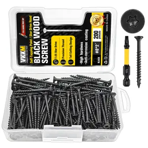 200PCS Black Screws #8x2'' Anti-Rust Fasteners  Free T25 Bit Wood Deck Fence Furniture And Outdoor DIY