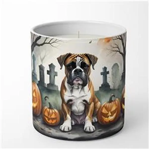 Boxer Spooky Halloween Decorative Soy Candle - 3.25x3.75x3.25 in, Fragranced Aroma Scent, Cotton Wick, Ideal for Home Decor Gift