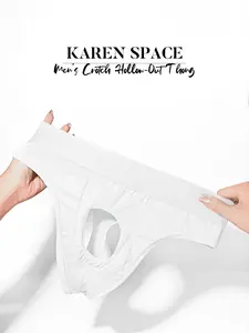 1Pc Men's Solid Color Thong, Casual Sports Workout Gym Underwear, Front & Back Hollow, T-back Hip Lift, Breathable & Comfortable, For Sports & Fitness