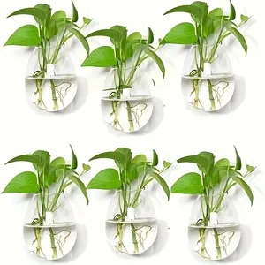 Creative Hydroponic Vase, 1/2/4 Counts Wall Mounted Glass Vase without Plant, Wall Hanging Vase for Home Office Balcony Dining Room Dormitory Decor