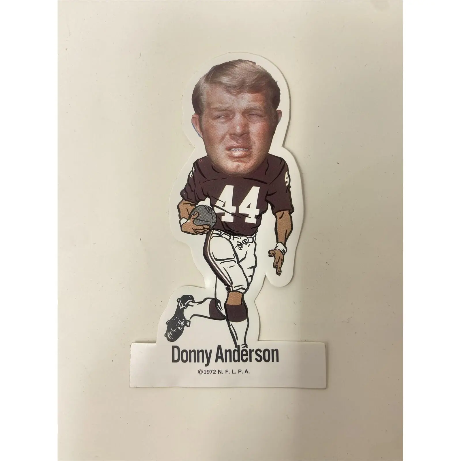 1972 NFLPA Die Cut Vinyl Sticker Donny Anderson Super Bowl I and II Champ