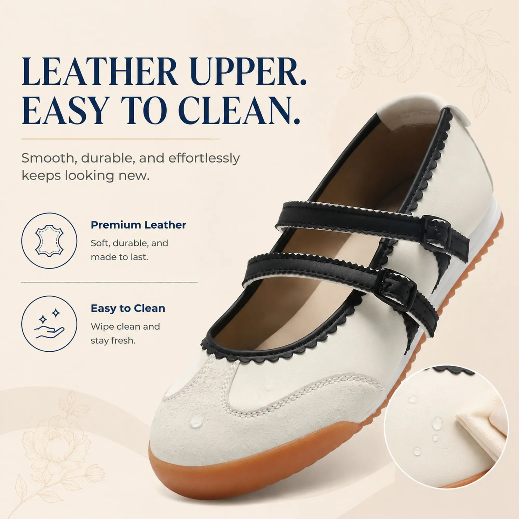 Women's Double Strap Mary Jane Flats | Anti-Slip Comfortable Walking Shoes | Lightweight Casual Ballet Flats Sneakers