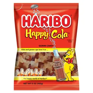 Haribo Happy Cola Gummy Candy Peg Bag 5oz. 12 ct. - Sweet and Soft Gummy Candy with Cola Soda Flavor - 12 Count Box Snack Bonbon