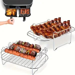 Stainless Steel Air Fryer Grill Rack - Special grill rack for air fryers, indoor and outdoor barbecue artifact suitable for home, restaurant, kitchen supplies
