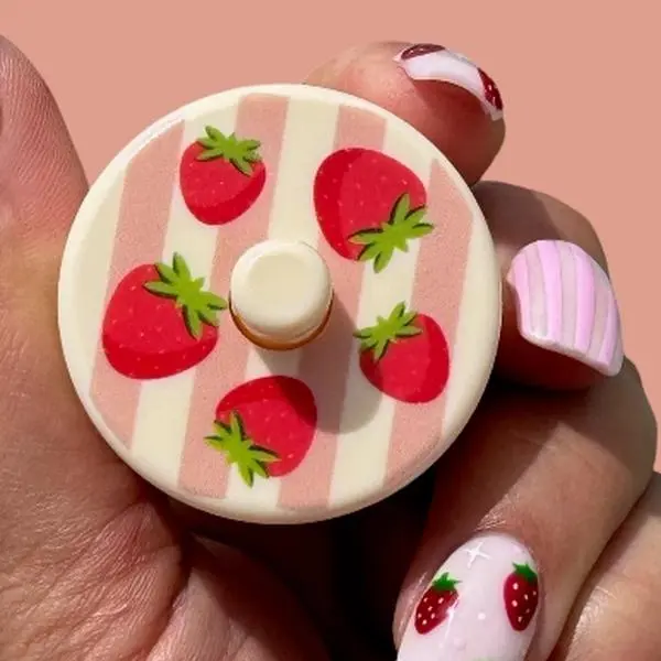 Strawberry Lion Latch - Cute & Functional Summer Accessory for Jewelry Safety - Perfect for Outings & Travel Girly Keychain Keychain