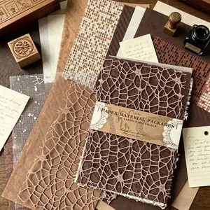 16-Pack Vintage Hollow Texture Paper Packages, Fantasy Themed Fabric and Paper Material Set for Wedding Decor, No Feathers Included