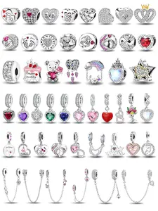Heart & Flower & Birthday Cake Design Charms, Fashionable DIY Jewelry Making Accessories for Bracelet & Necklace, Trendy All-match & Exquisite DIY Jewelry for Birthday Gift, Bangle Charms, Charm Chains, Diy With Charms