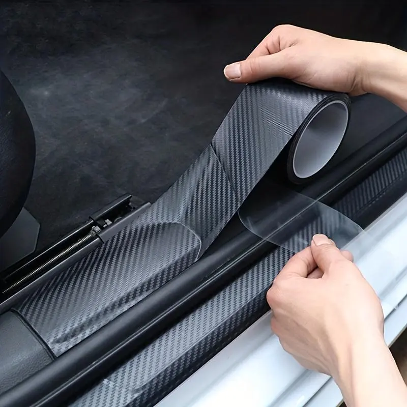 3D carbon fiber Decal sticker car threshold protective film scratch-proof waterproof matte black nano sticker body, car door anti-collision strip threshold strip 3D carbon fiber anti-stepping sticker rearview mirror body protective strip sticker universal
