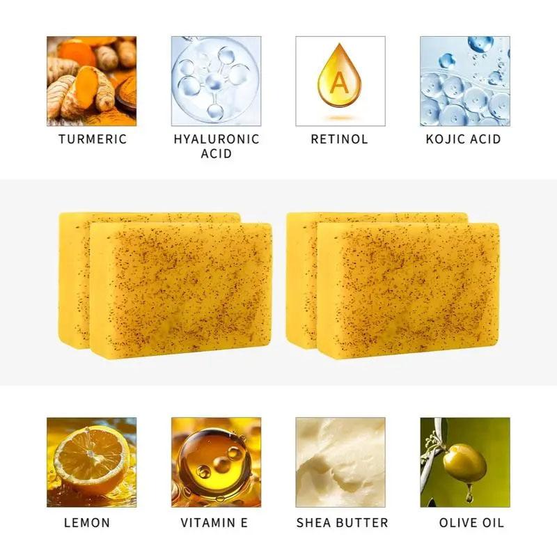 Turmeric Kojic Acid Soap Bar for Face & Body, Brightening Cleansing Soap, Moisturizing Nourishing Bath Soap, Daily Skincare Body Care, Natural Extract Beauty Bar #Summervibes