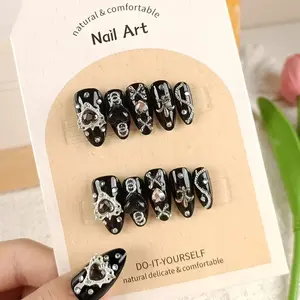 S80 Dark Temptress Nail Stickers Heart Chain Bead Nail Art Sheets 10 Pieces per Pack for Light Therapy and Hand-Wear Manicure Dusty Pink Press Reusable Colorful Art