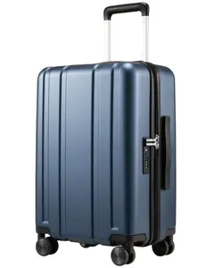 LUGGEX 20 Inch Carry On Luggage, Airline Approved, 100% PC Hard Shell Travel Suitcase with Smooth Spinner Wheels, TSA Lock, Blue