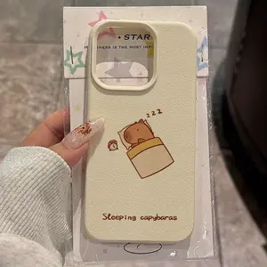 Capybara Sleeping Cartoon Pattern Suitable for iPhone 16 Pro Max Case, iPhone 15 Pro Max/14/16 Plus/13 Pro/12/11 Minimalist TPU, Shockproof Stylish Protective Cover with High Aesthetic Appeal