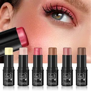 COSASTYA 6PCS Cream Contour Stick Kit,Matte Waterproof Blush Highlighter Bronzer Contour Stick with Makeup Sponge,Non-greasy Creamy Travel Size Contouring Stick Makeup Set for Face,Suitable for All Skin Types
