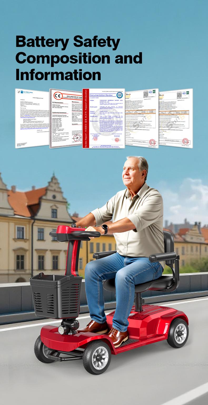 Unificare 4-Wheel Heavy-Duty Powered Mobility Scooter for Seniors, 12.4 Mi Range, 419 LBS Weight Capacity, Easy to Operate & Foldable