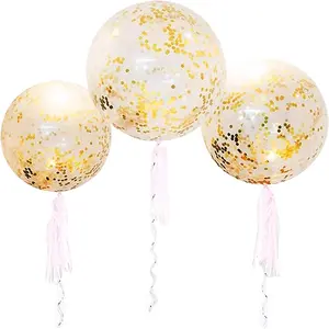36 Inch  Confetti Balloons, Giant Latex Balloon with  Confetti ( Helium Quality) Pkg/6 Latex glitter balloons for Party/Birthdays/Wedding/Festivals Christmas and Event Decorations