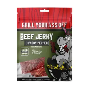 Grill Your Ass Off Cowboy Pepper Beef Jerky - Classic Smoky Black Pepper Meat Snack - Bold Texas Style - Veteran Owned