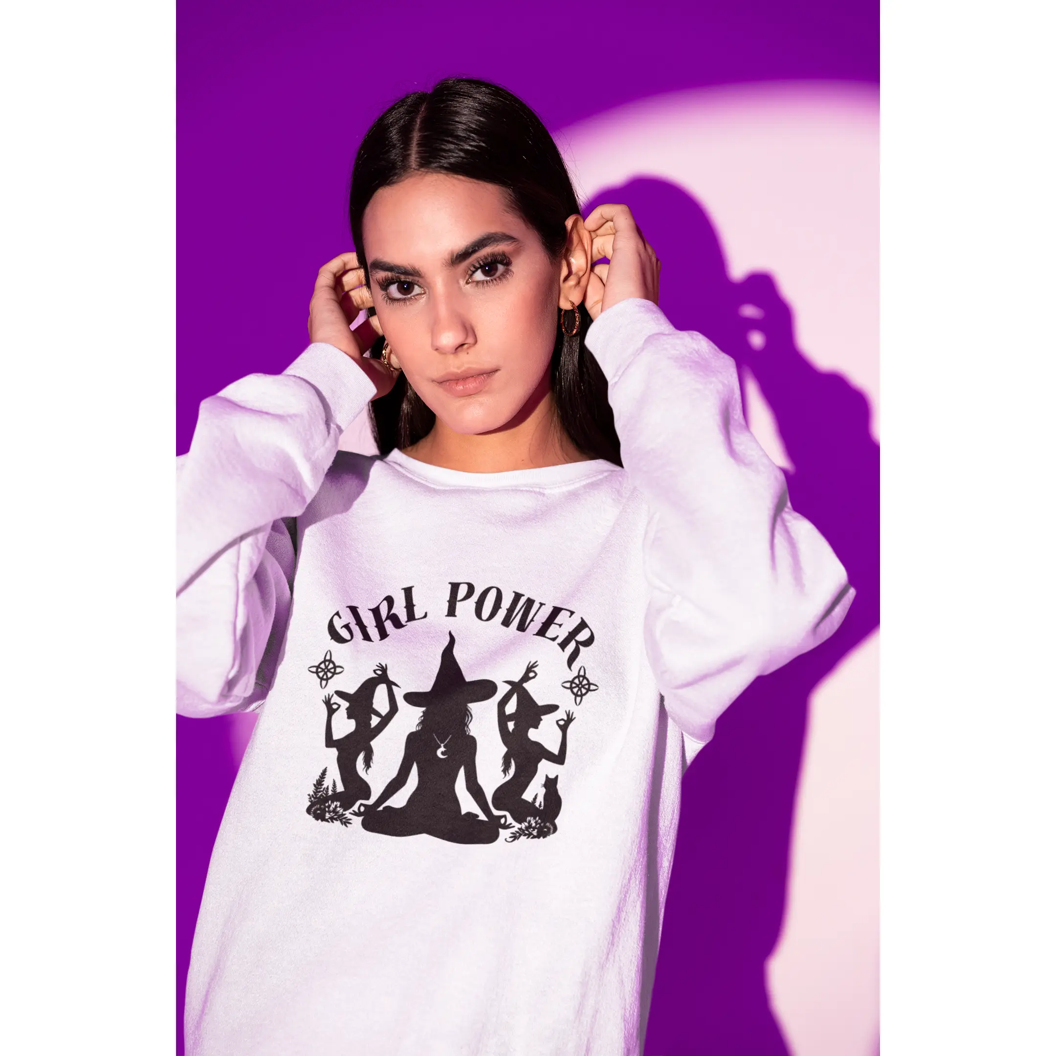 Girl Power Witch Silhouette Sweatshirt | Feminine Magic, Occult Design