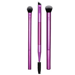 Eye Shade & Blend Makeup Brush Trio, For Eyeshadow & Liner, Makeup Tools for Shaping & Grooming Brows, Defined Makeup Look, Synthetic Bristles, Vegan & Cruelty-Free, 3 Count
