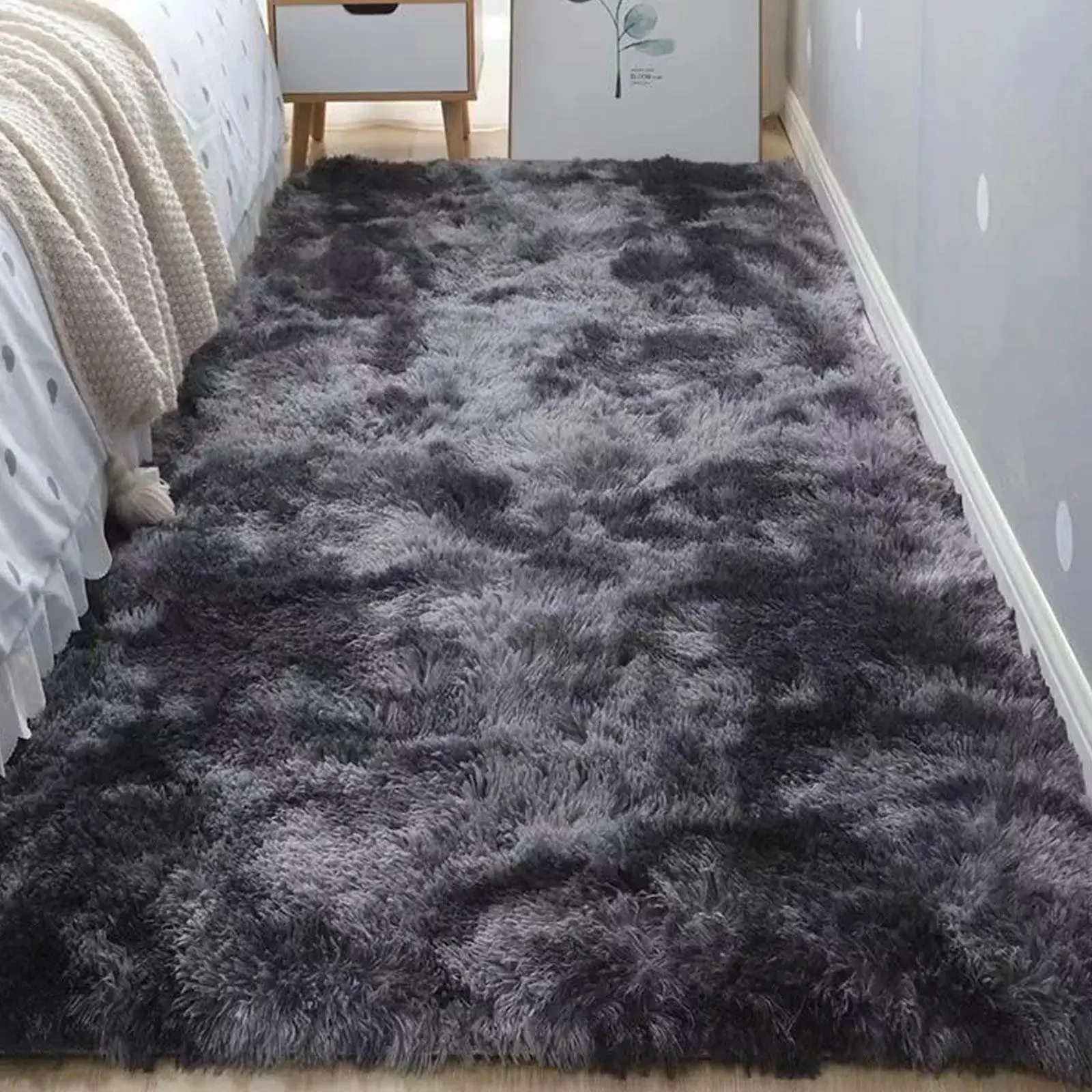 【Back to School】 Fluffy Bedside Rug – Soft Plush Non-Slip Area Mat for Bedroom Dorm Living Room, Absorbent Shaggy Carpet, Modern Multi-Size Floor Decor