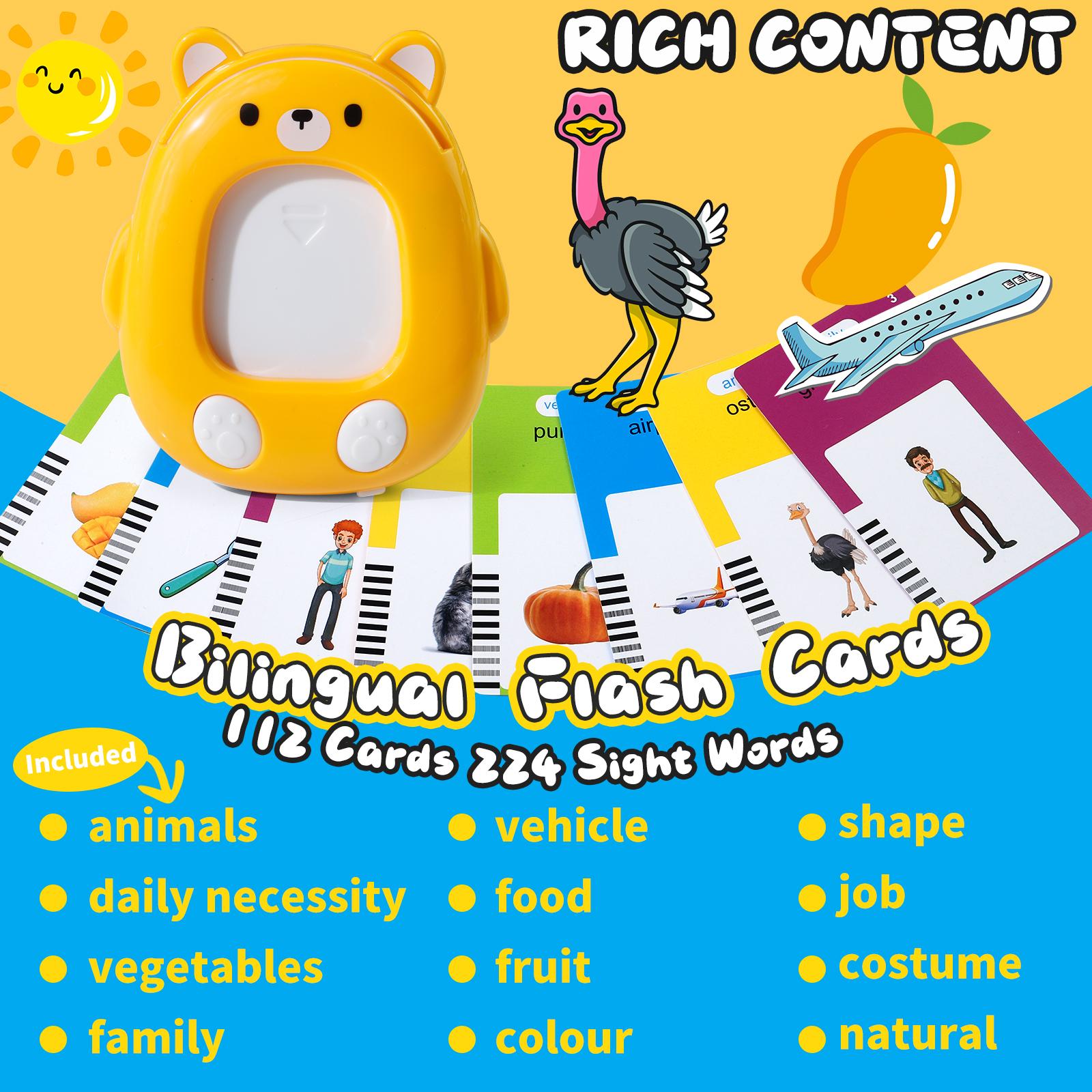 Interactive Talking Flash Cards - English Learning Set Toy for Kids Toddlers and Preschoolers