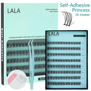 【Princess】LALA DIY Eyelashes Self Adhesive Lash Clusters Pre glued Eyelash Clusters No Glue Needed Lashes Wispy D-curly Cluster Eyelash extensions 10-16mm Individual Lashes