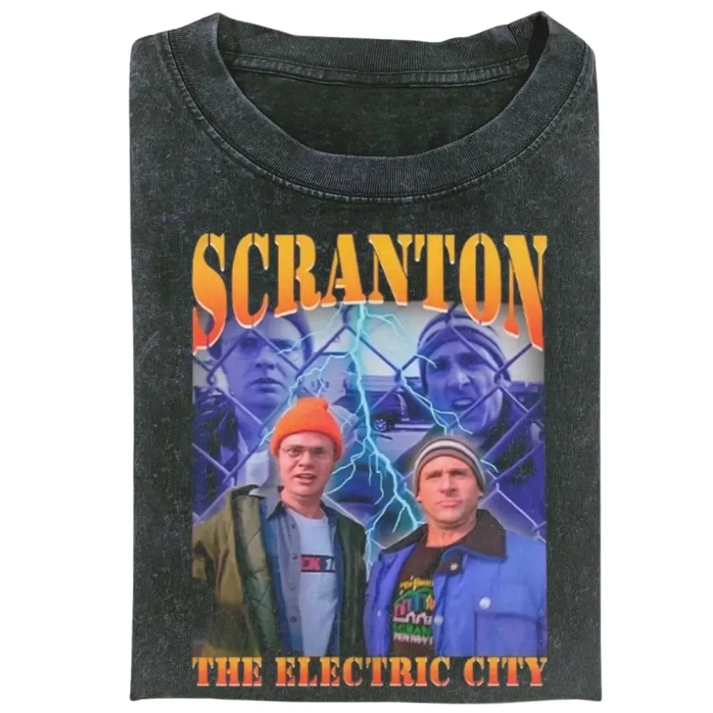 The Office Scr*nton Electr1c City Graphic Tee, Retro Comedy Show Vintage Shirt, 90s Style Graphic Tee, Funny Dwight and Michael Tee, Aesthetic Vintage Tee, Gift for Men, Gift for Women
