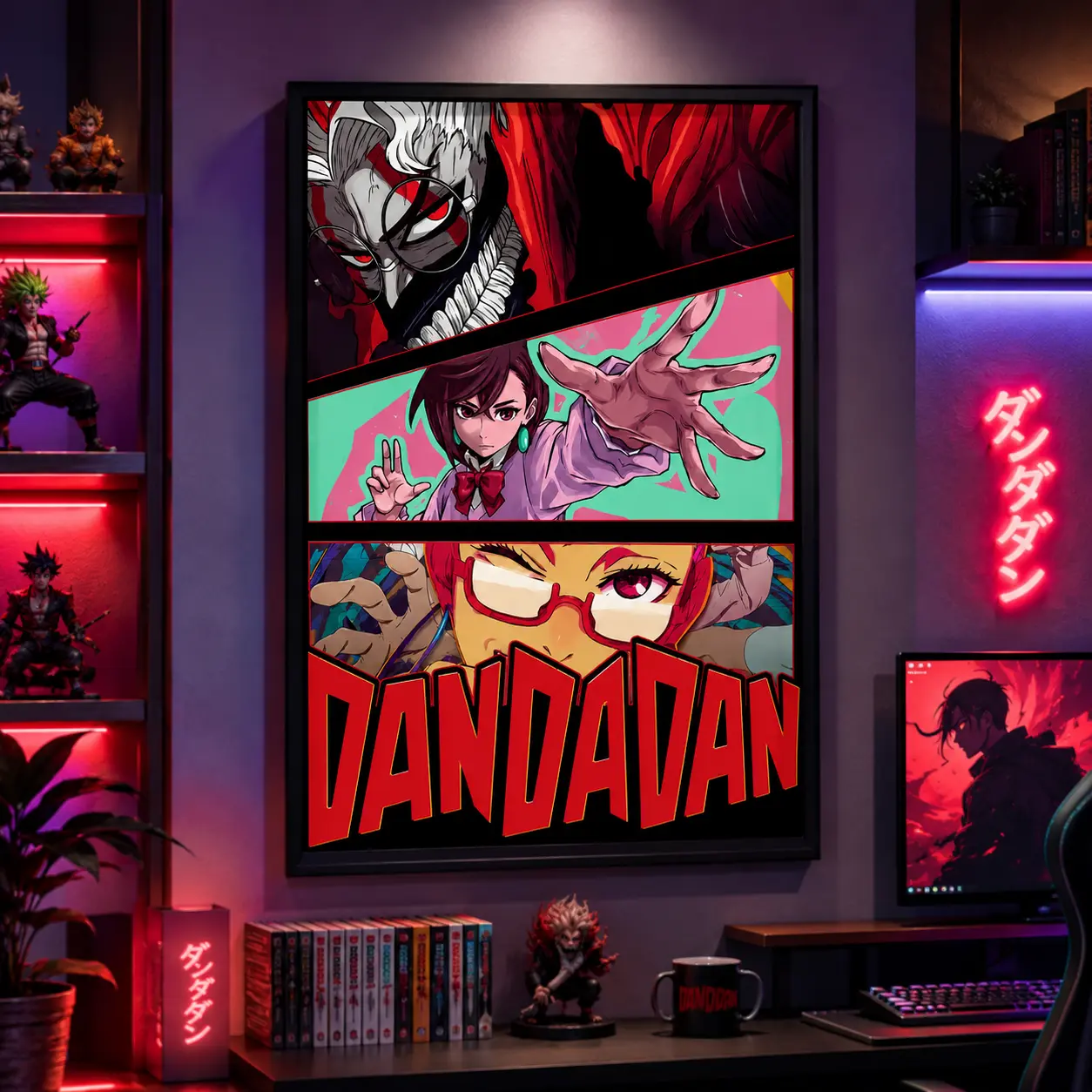 Anime Theme Canvas Poster - Japanese-Style Colorful Print, Pre-Stretched Wood Frame, Multi-Size Otaku Wall Decoration for Bedroom Gaming Setup, Home Supplies for Anime Fans