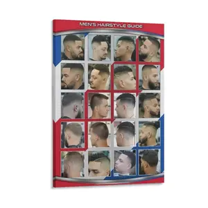 Gentie Barber Shop Poster. Modern Haircut Design. Men's Hairstyle Guide on Canvas. Bedroomliving Room Decor. Adds Style. Canvas Poster Bedroom Decor Sports Landscape Office Room Decor Gift Frames Ornaments Wall Decoration Artistic Print