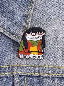 American Comedy TV Series Ugly Betty Enamel Brooch Funny Spanish Tan divino! Design Cartoon Pattern Fashion Alloy Badge for Daily Clothing Decor, Trendy All-match & Exquisite Brooch for Birthday Jewelry Gift, Vibrant Enamel Finish