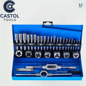 32-Piece Metric Thread Tap Set with Wrench, M3-M12 Sizes, High-Quality Bearing Steel, DIY and Repair Tools, Includes Screwdriver and Pitch Gauge