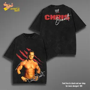 WWE CHRIS BENOIT WASHED TEE, Wrestling graphic Tee, WWE Tee, Wrestling Gift, Sports Shirt, Workout T-shirt, Gift for Him Gift For Her Hoodie Sweatshirts Classic Cotton Fabric Menswear