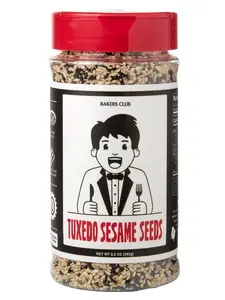 Bakers Club Mixed Black and White Sesame Seeds 8.5oz - Sushi, Tuna, Stir Fry, Bread, Poke Bowls - Kosher, Gluten Free, Rich in Sesame Oil - Ideal for Toasting, Cooking, Baking - Tuxedo Blend