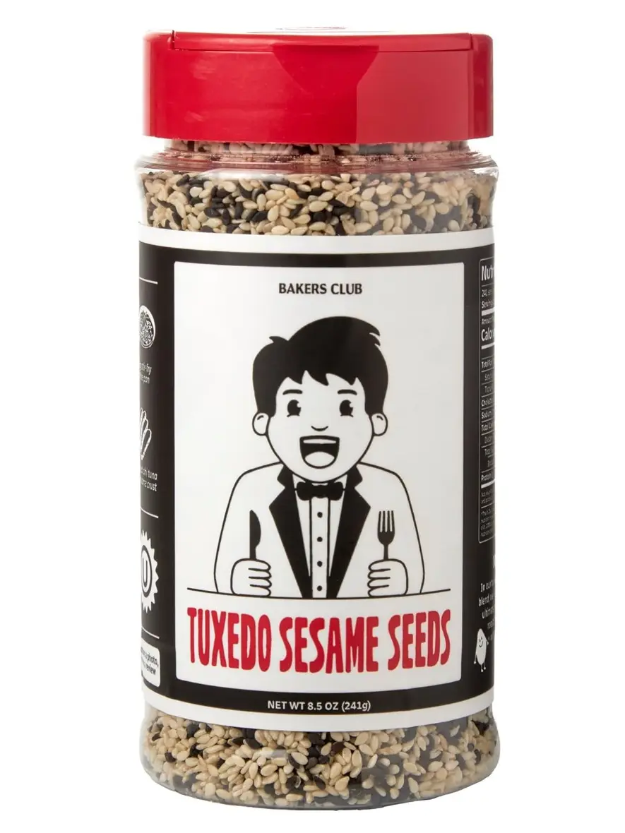 Bakers Club Mixed Black and White Sesame Seeds 8.5oz - Sushi, Tuna, Stir Fry, Bread, Poke Bowls - Kosher, Gluten Free, Rich in Sesame Oil - Ideal for Toasting, Cooking, Baking - Tuxedo Blend