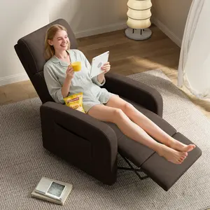Single Recliner Chair, Comfort Nursey Rocking Chairs with Side Pocket, Small Recliners for Small Spaceswith Backrest & Cushion,Push Back Recliners Armchair for Office Home Theater, Bedroom
