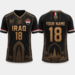 [Custom Name&Number] Iraq Black Gold Soccer Jersey Custom Name Number, Iraq Football Shirt 2026, Iraqi Fan Apparel Personalized, Iraq Soccer Jersey For Men Women, Custom Iraq Jersey Football Shirt, Iraq Football Jersey Fan Gift, Gift For Dad, Fathers Day