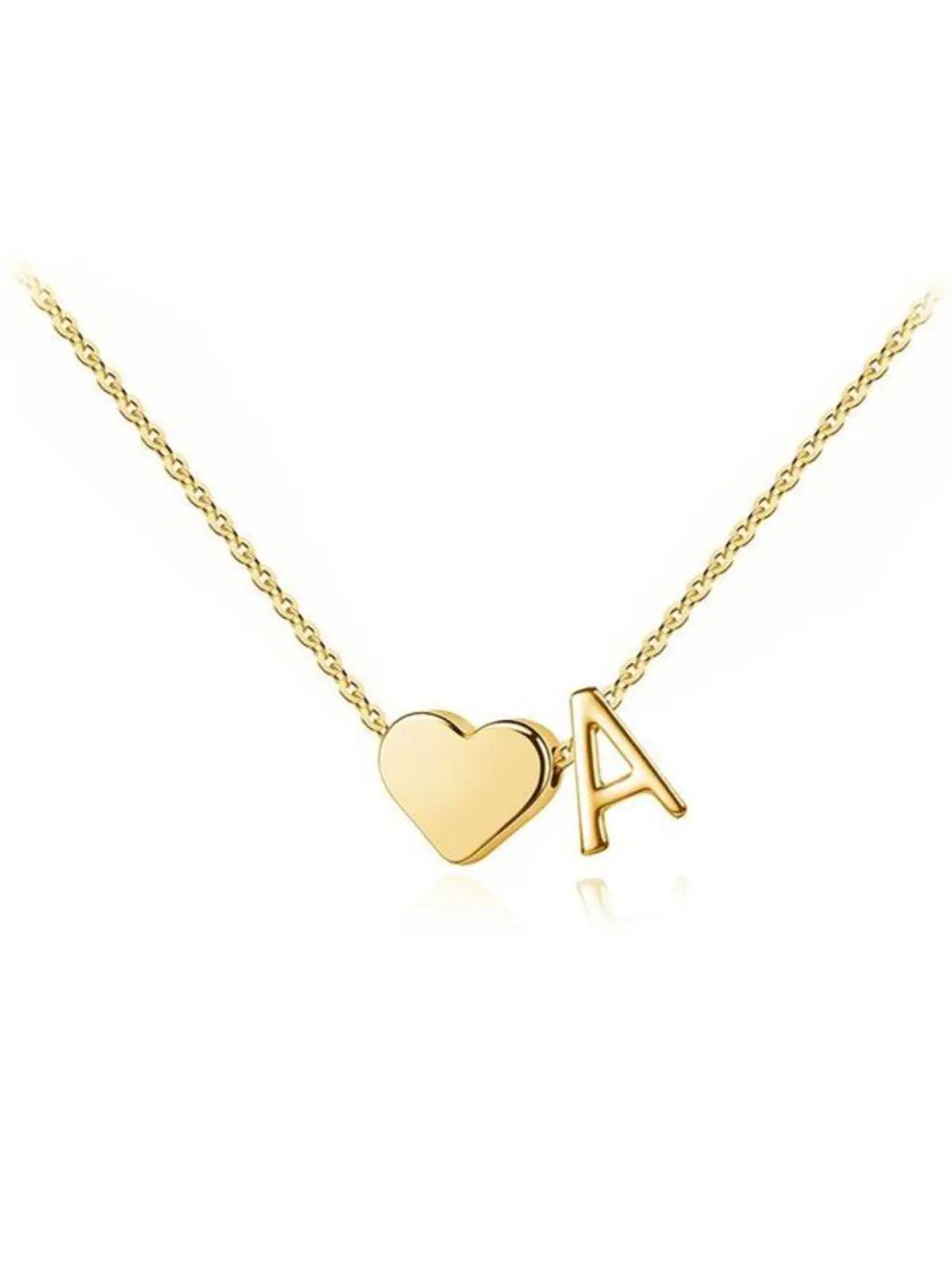 Mini First Love Couple Necklace Heart Shaped Letter A-Z, Dainty Initial Necklaces, Initial Letter Necklace, Custom Name Pendant, Birthday Gift, Anniversary Gift, Women Girls Jewelry