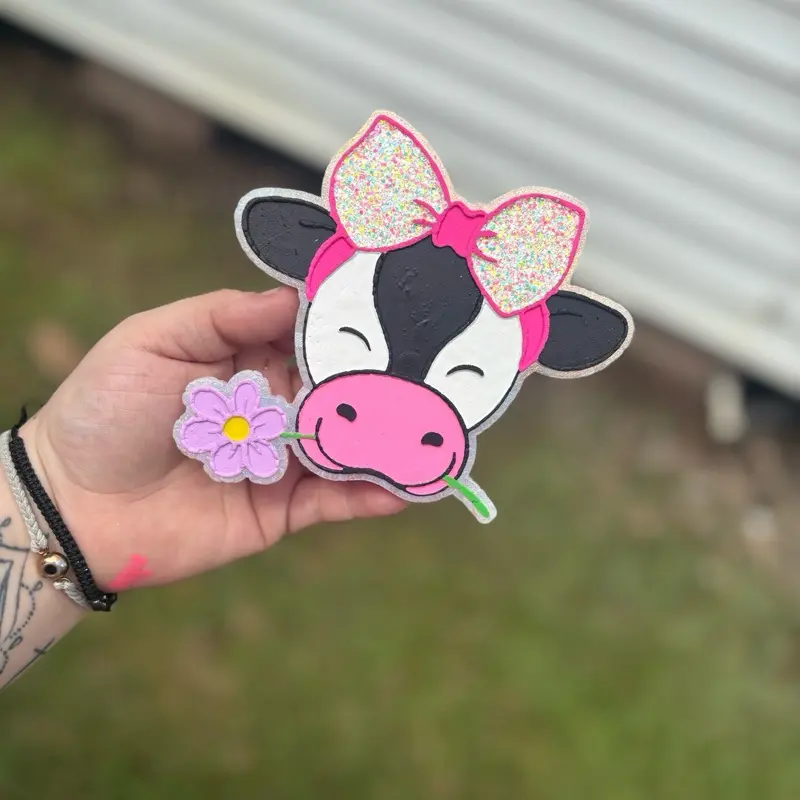 Cow with Bow & Flower Freshie