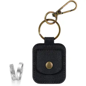 Leather Ring Holder Keychain, Portable Gym Ring Holder Jewelry Holder Keychain Travel Pouch for Wedding Necklace