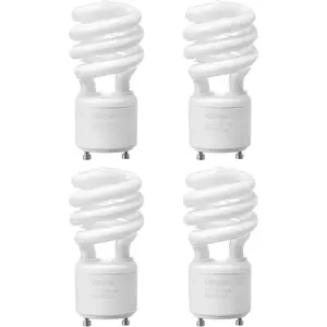 VEVOR 4-Pack CFL Light Bulbs, 13W Compact Fluorescent Spiral Bulbs with 2700K Warm Light, 900lm Luminous Flux, Twist and Lock GU24 Base, Ideal for Bedrooms, Study Rooms, Living Rooms, Commercial UseVEVOR Super Brand Day