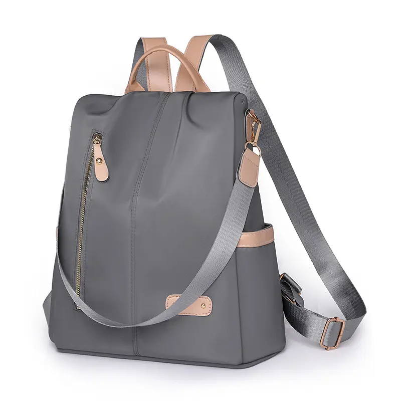 Women's High-End Urban Simplicity Nylon Outer Backpack - Anti-Theft Safe, Hidden Pockets, Patchwork Look, Large Capacity, Lightweight, Durable, Ideal Commuter Bag, Zip Closure
