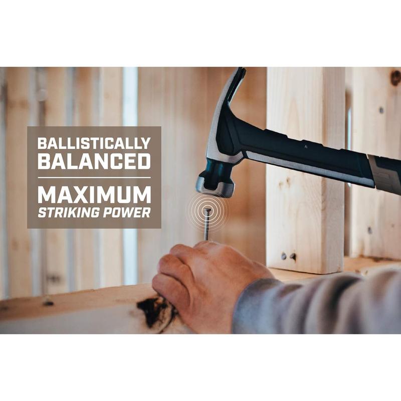 Tools Framing Hammer, 22 oz, Rip Claw, Milled Face, Shock-Absorbing Grip, 3% Donated to Veterans Black/Tan