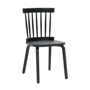 Windsor Dining Chairs Set of 2 Black Wood Farmhouse Spindle Back Widen Seat Mid-Century Modern French Country Style for Living Room Restaurant