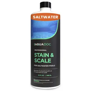 AquaDoc Pool Scale & Stain Remover for Saltwater Pools - Controls Metal Stains - Made in USA - 32oz