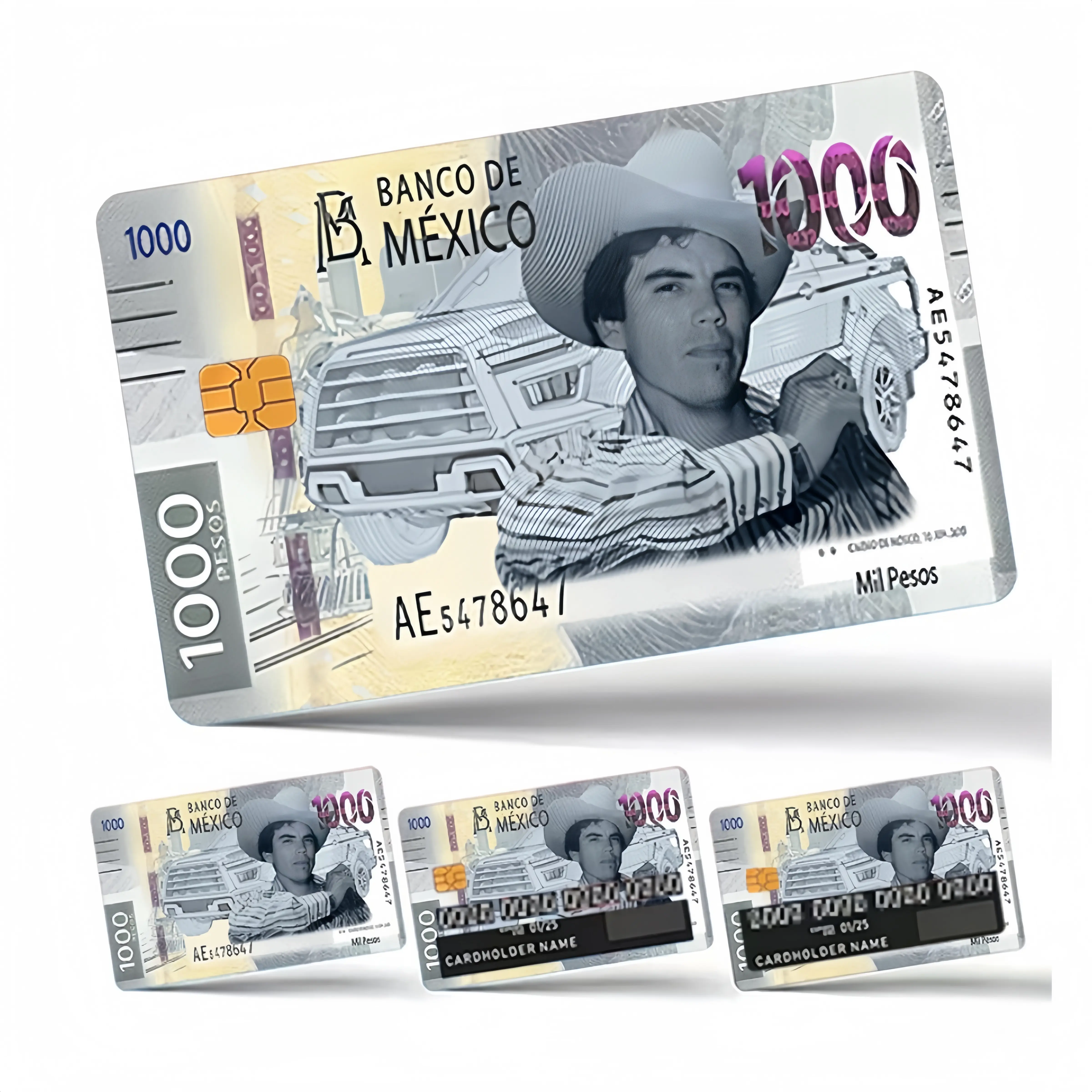 Card Stickers,Skin for Credit Debit Key Card 4 PCS Covering Personalizing Bank Card |Remove, No Bubble, Slim, Waterproof Mexico Peso Pattern Card Cover