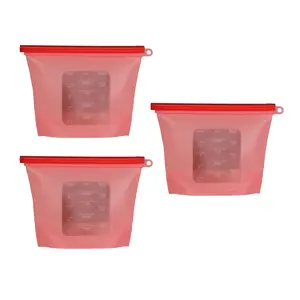 7Penn Silicone Food Storage Bag 1000mL - 3pk Red 8 x 6.25in Reusable Food Bags