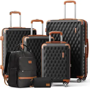 Melalenia Luggage Sets 6 Piece, Durable Suitcase with Travel Backpack, Small Toiletry Bag, TSA Lock, Spinner Wheels