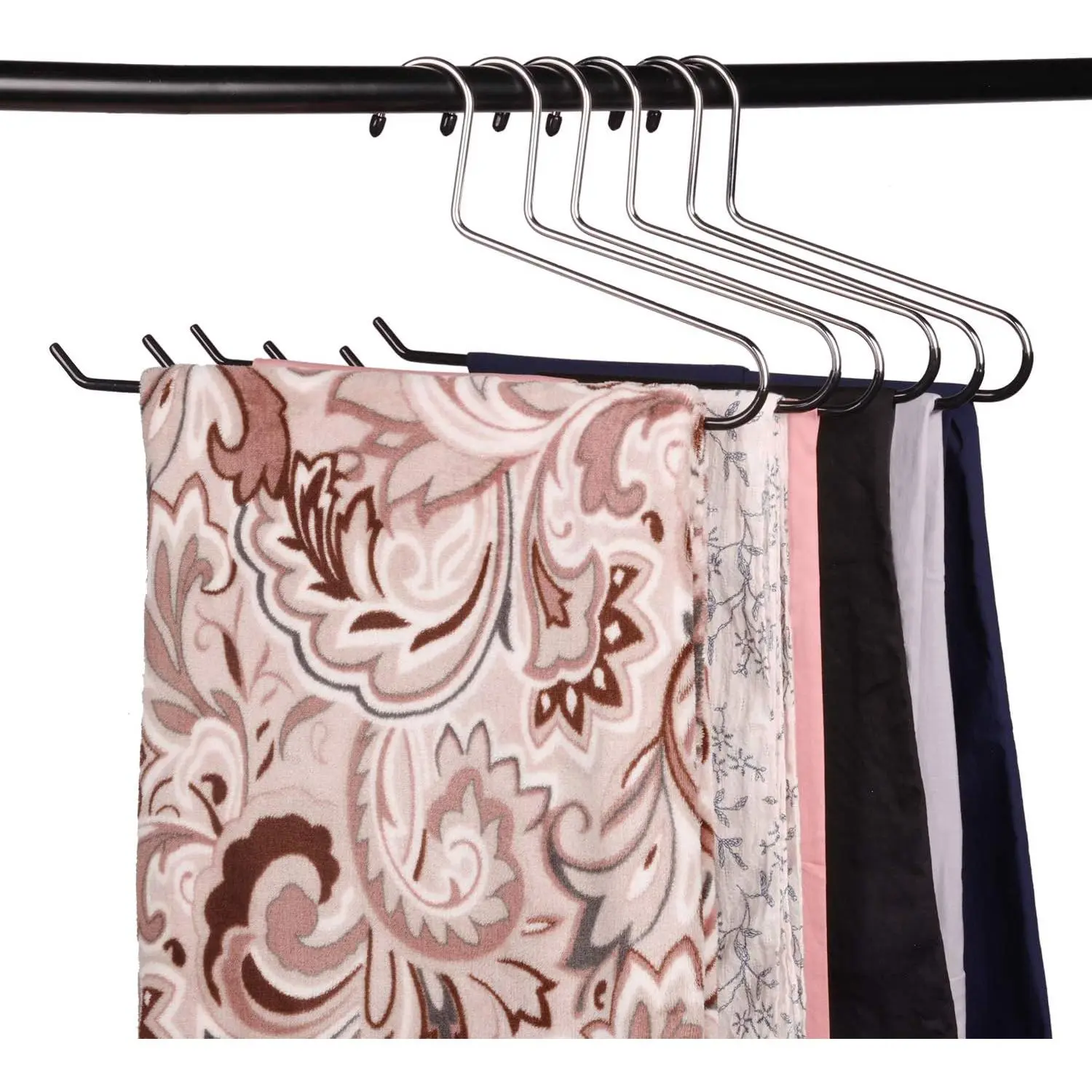 8 Pack Tablecloth Hanger Large Blanket Hangers Heavy Duty Black Vinyl Coated Nonslip - Great for Quilts, Comforters, Table Cloths, Towels, Sleeping Bags,Drapery and bedspreads